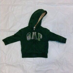 Baby Gap Toddler Boy Cozy Hoodie Full Zip Fleece Jacket Green Size 18-24 Months